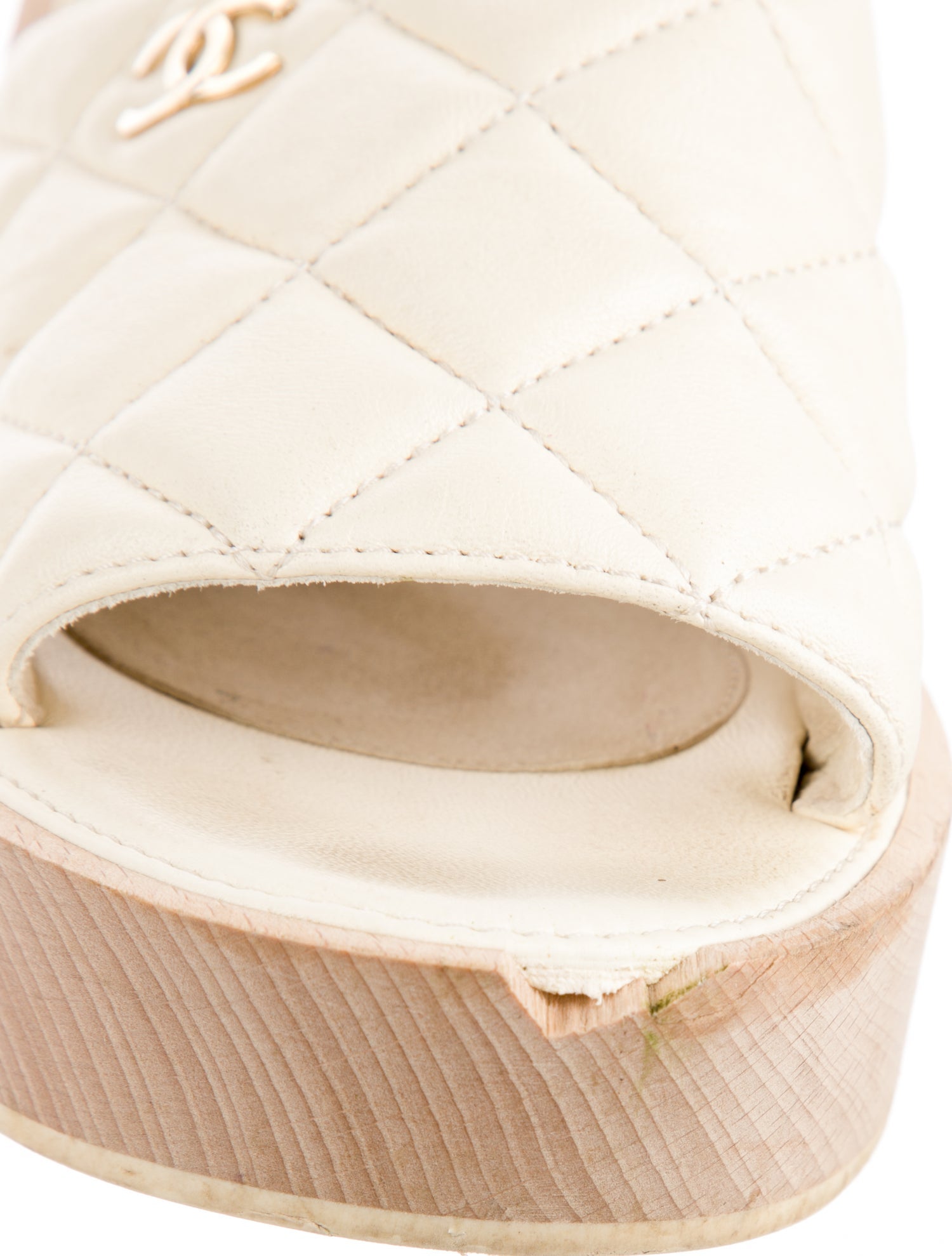 Chanel Interlocking CC Logo Leather Slides